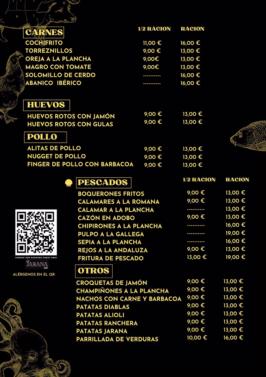 Carta y propuesta de La Jarana Bar